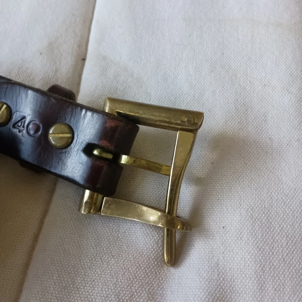 Vintage Wiley Belts Men's Brass Buckle Brown Leather Belt Made In USA_40